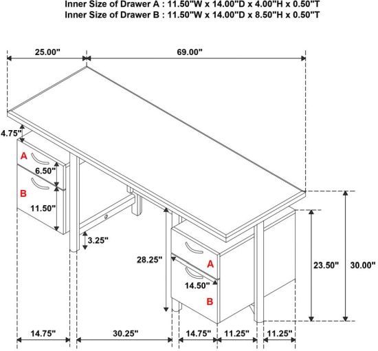 Coaster® Roldan Light Ash Computer Desk with File Drawer-2