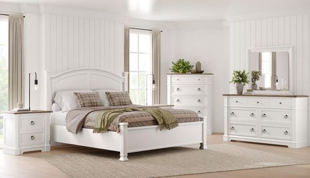 Magnussen Home® Kingston Cerused Nutmeg/Whisper White Drawer Dresser with Landscape Mirror-1