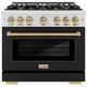 ZLINE Autograph Edition 36" Satin Stainless Steel Pro Style Dual Fuel Range with Black Matte Door and Champagne Bronze Accents-0