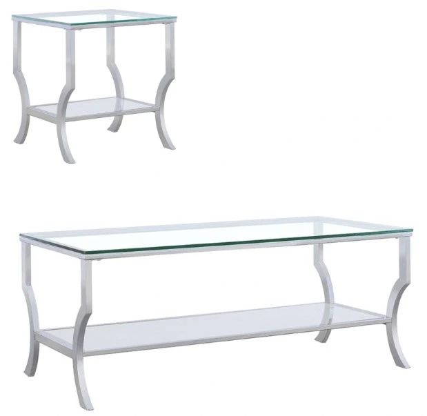 Coaster® Saide 2-Piece Tempered Glass Top Occasional Table with Chrome Base Set-0