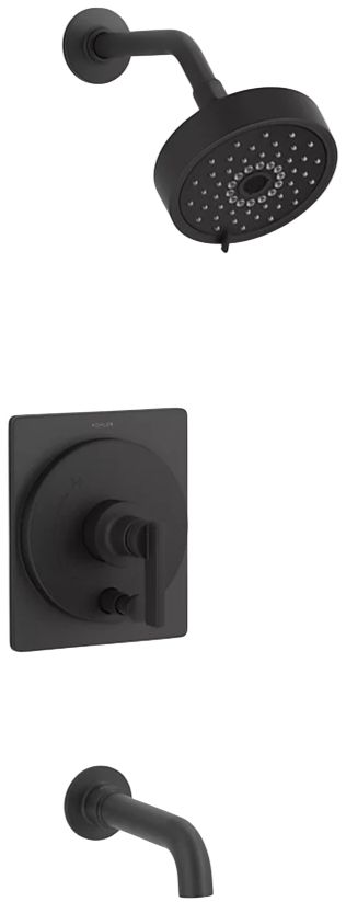 KOHLER® Castia™ by Studio McGee Rite-Temp® Matte Black Round Bath and Shower Trim Kit-0