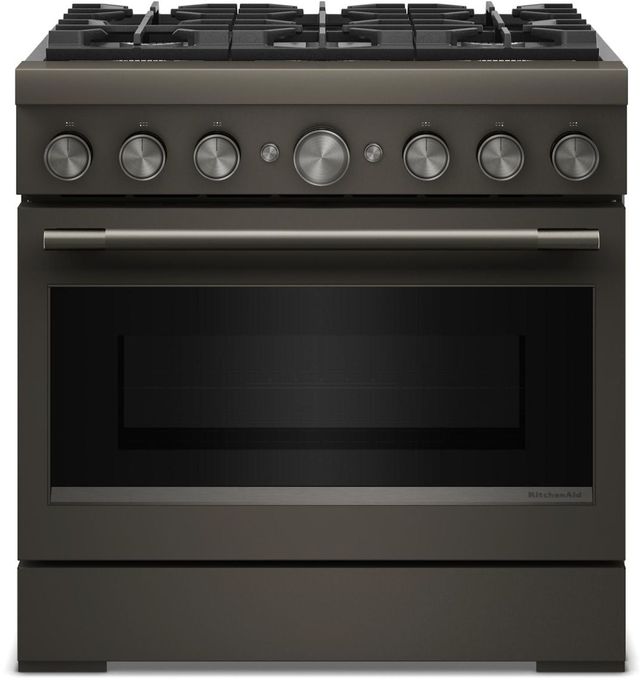 KitchenAid® 36" Black Ore 6 Burner Pro Style Dual Fuel Range with No Preheat Air Fry Mode -0