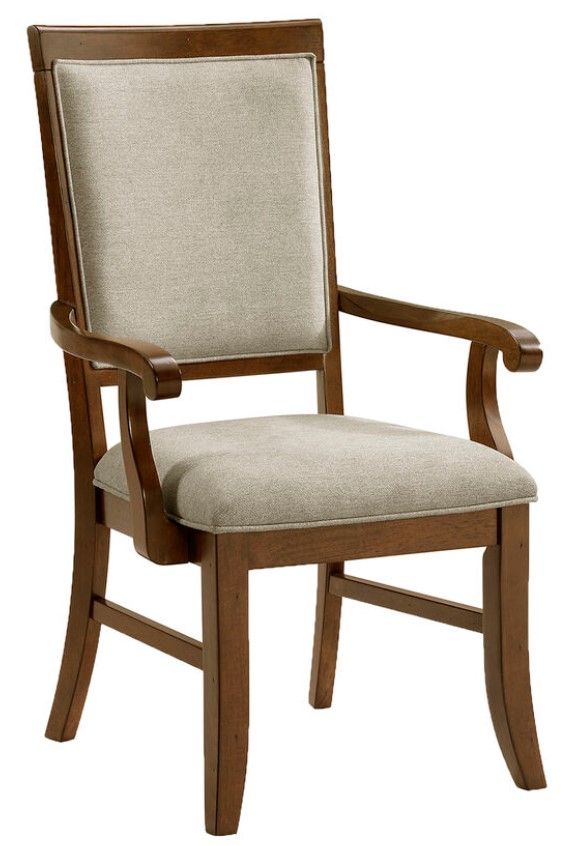 Elements International Phillipe Cherry/Gray Dining Arm Chair-0