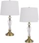 Cal® Lighting & Accessories 2-Piece Eastham Antique Brass/White Table Lamp Set-0