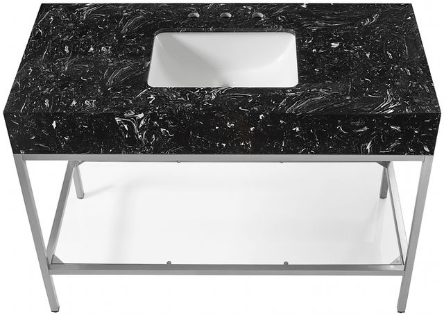 Meridian Furniture Marmo Black/Brushed Chrome 48" Bathroom Vanity-3
