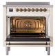 Ilve® Nostalgie II Noblesse 36'' Antique White Pro Style Induction Range with Burnished Trim-2