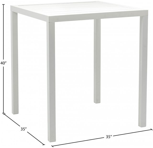 Meridian Furniture Maldives White Aluminum Outdoor Square Bar Table-3
