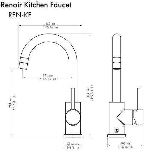 ZLINE Renoir Polished Gold Gooseneck Kitchen Faucet-1