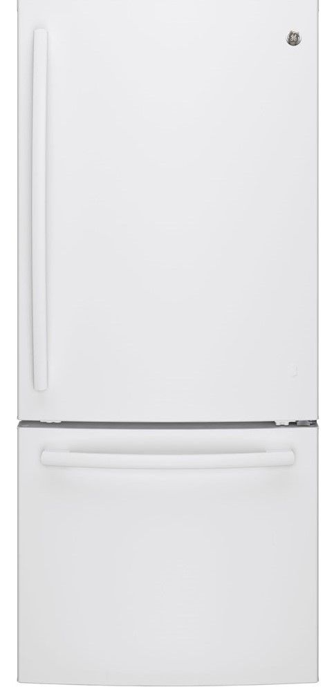 GE® 20.9 Cu. Ft. White Bottom Freezer Refrigerator-0