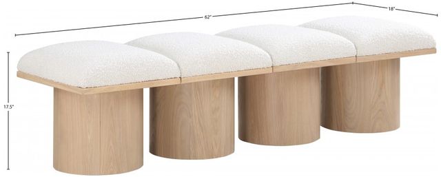 Meridian Furniture Pavilion 4-Piece Cream/Natural 62" Modular Bench Set-3