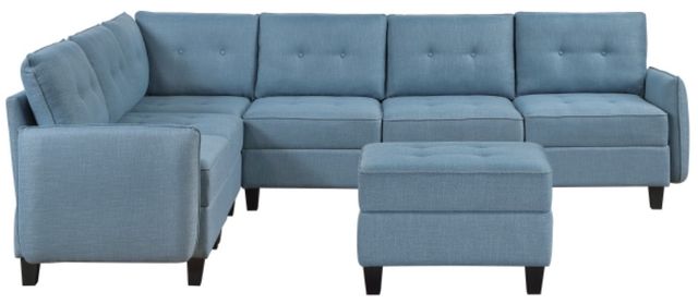 Homelegance® Garren 7-Piece Blue L-Shape Sectional with Storage and Ottoman-2