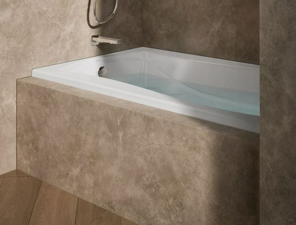 KOHLER® Mariposa® White 60" x 36" Alcove Heated Whirlpool, Left Drain and Heater-2
