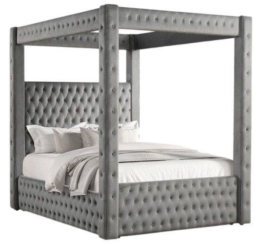 Furniture of America® Etherea Gray Queen Poster Bed-0