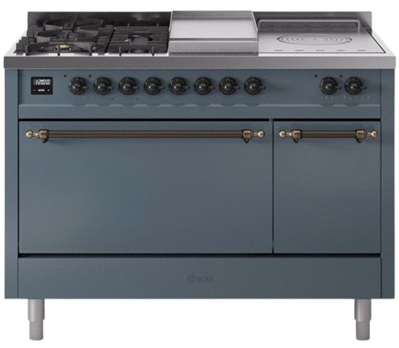 Ilve® Nostalgie II Series 48" Blue Grey Pro Style Dual Fuel Range-0