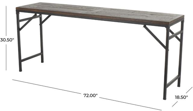 Deco Marche Dark Brown Console Table with Black Base-3