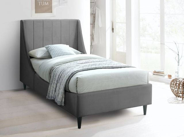 Meridian Furniture Eva Grey Velvet Twin Bed-3