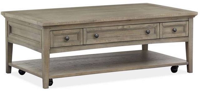Magnussen Home® Paxton Place Dovetail Grey Rectangular Cocktail Table with Casters-0