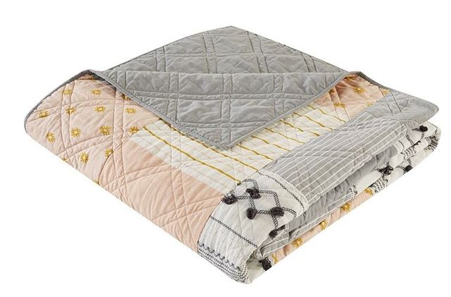 Olliix by Madison Park Ani Blush/Gray Full/Queen Three Piece Cotton Coverlet Set-4