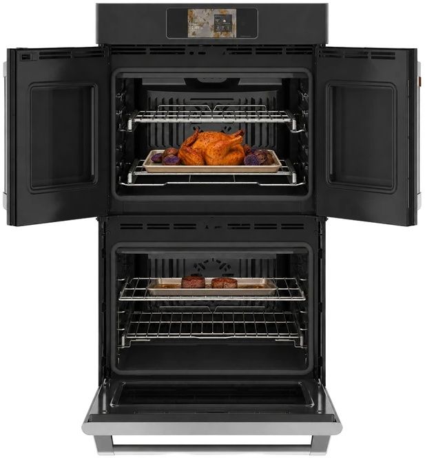 Café™ Professional Series 30” Matte Black Smart Double Electric Wall Oven with French Doors-2