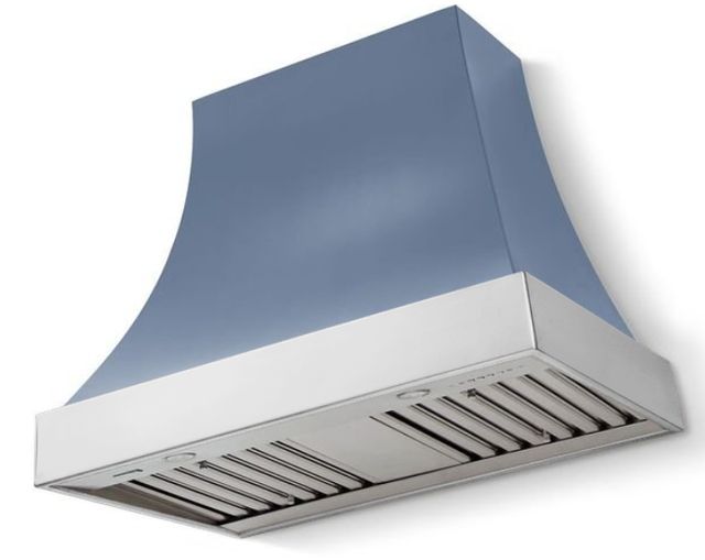 La Cornue CornuFé Cascade 44" Provence Blue Wall Mounted Range Hood with Polished Chrome Trim-0