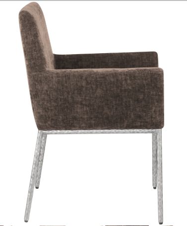 Meridian Furniture Reeves Gray/Brushed Silver Chenille Upholstered Dining Chair-2