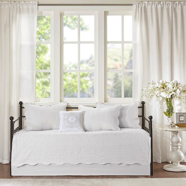 Olliix by Madison Park 6-Piece White Tuscany Reversible Scalloped Edge Daybed Cover Set-1