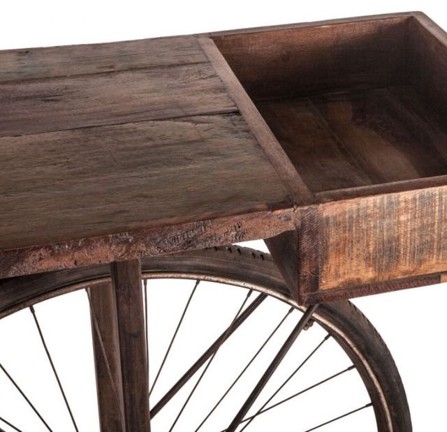 Home Trends & Design Industrial Teak Natural Patina/Walnut Console Table-2