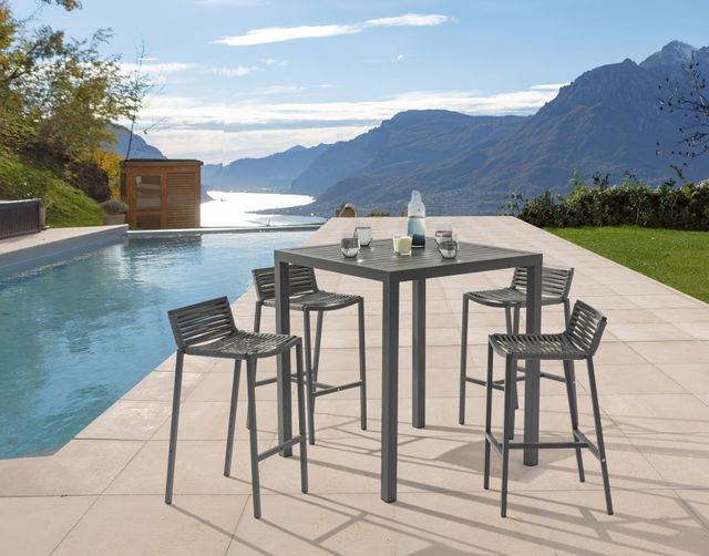 Meridian Furniture Maldives Grey Aluminum 40" Outdoor Patio Square Bar Table-2