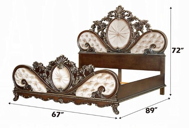 ACME Furniture Devany Cherry/Cream Eastern Queen Panel Bed-2