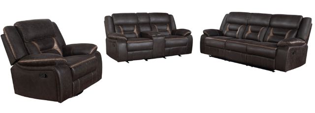 Coaster® Greer 3-Piece Dark Brown Manual Reclining Living Room Set-0