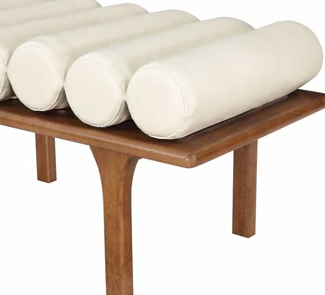 Meridian Furniture Landon Cream/Walnut Vegan Leather Bench-3