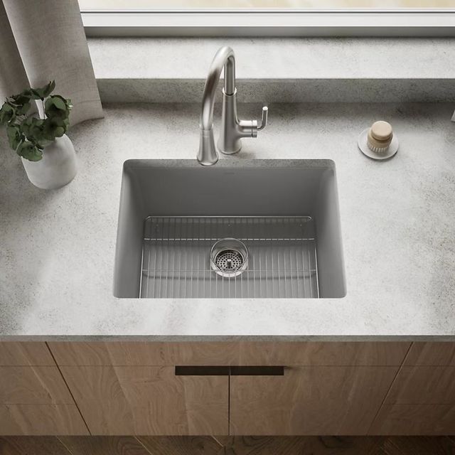 KOHLER® Kennon® Matte Gray 25" Top/Undermount Single-Bowl Kitchen Sink-1