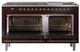 Ilve® Nostalgie II Noblesse 60'' Burgundy Pro Style Dual Fuel Range with Brass Trim-2