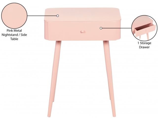 Meridian Furniture Rylan Pink Nightstand-3
