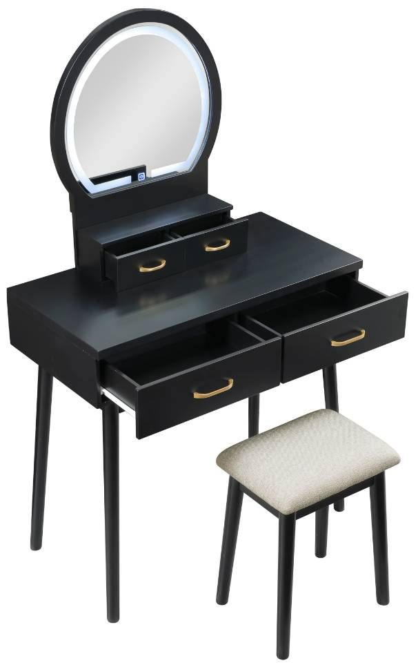 Homelegance® Camilla Black Youth Vanity Dresser with Mirror and Stool Set-2