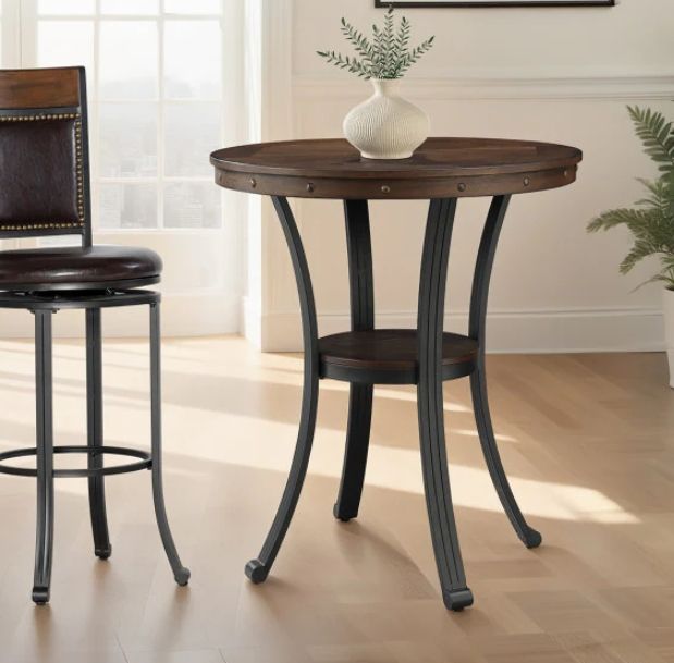 Powell® Franklin Brown Pub Table with Black Base-1