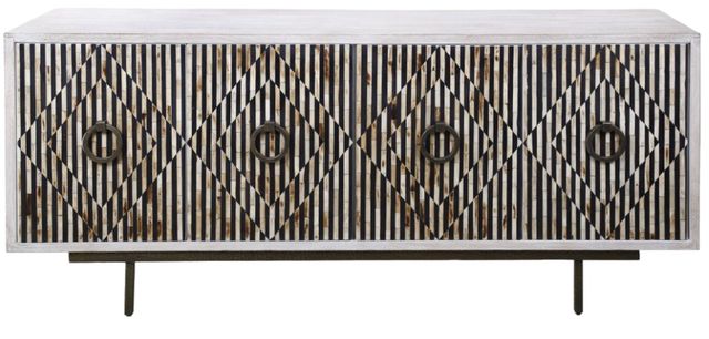 Home Trends & Design Taara Brown/Gray Septarian/White Sideboard-1