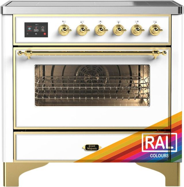 Ilve® Majestic III 36" Custom Pro Style Induction Range with Triple Glass Door and Brass Trim-0