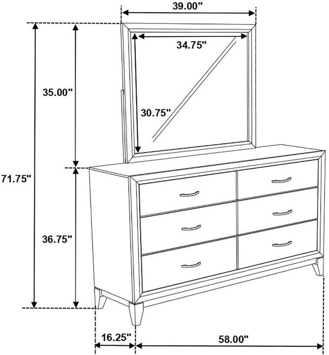 Coaster® Valen Light Taupe Dresser and Mirror Set-2
