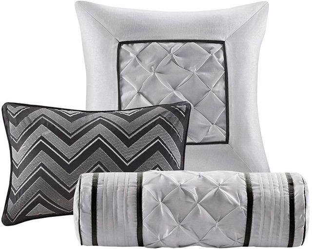 Olliix by Madison Park Laurel 7 Piece Black Queen Tufted Comforter Set-2