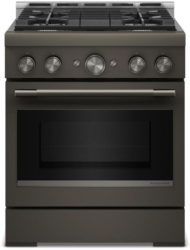 KitchenAid® 30" Black Ore Pro Style Gas Range with No Preheat Air Fry Mode-0