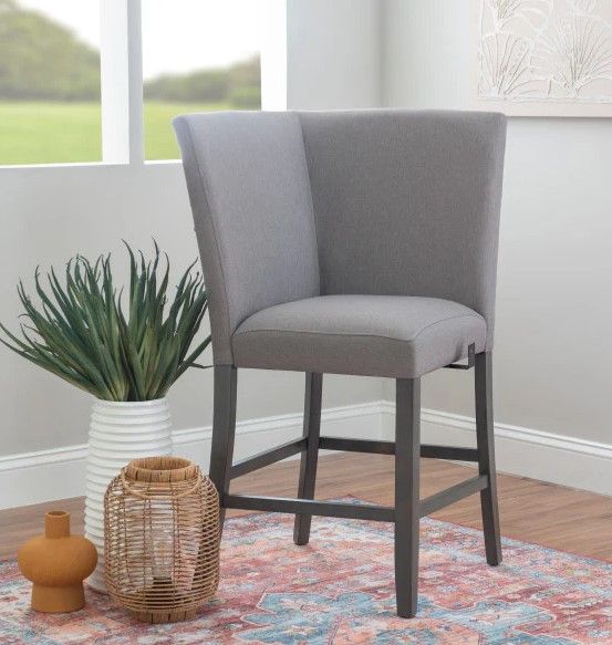 Powell® Seneca Gray Upholstered Corner Counter Height Stool-1