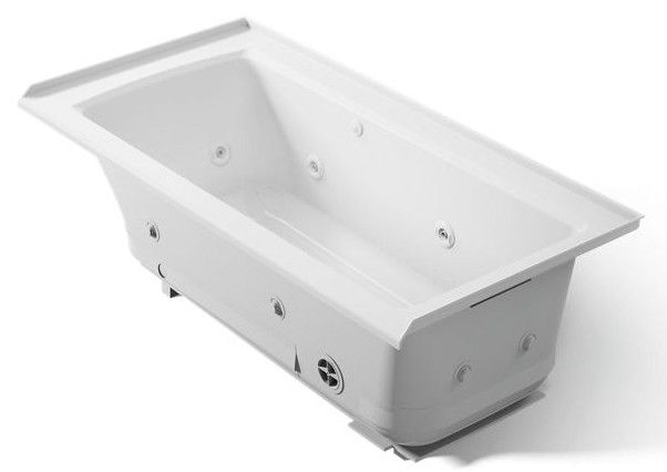 KOHLER® Archer® Biscuit 60" x 30" Alcove Heated BubbleMassage™ Air Bath and Whirlpool-0
