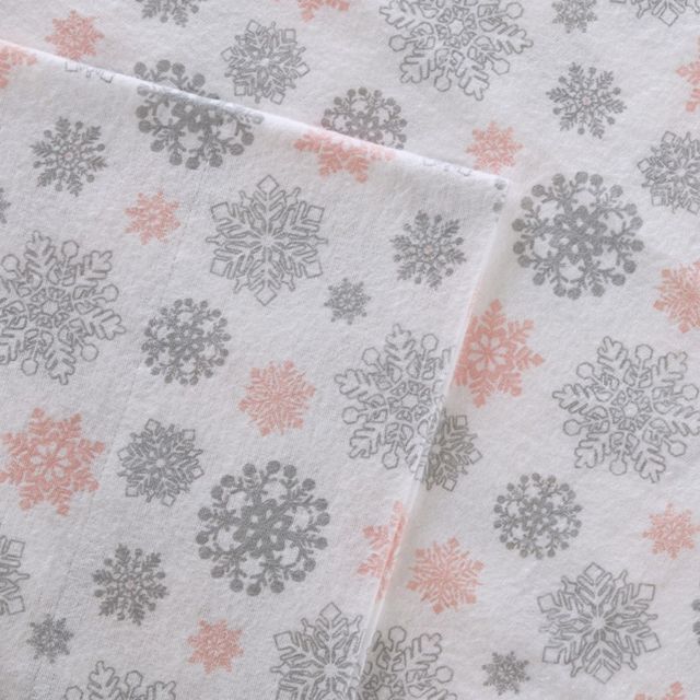 Olliix by True North by Sleep Philosophy Pink/Grey Snowflakes Queen Cozy Flannel 100% Cotton Flannel Printed Sheet Set-1