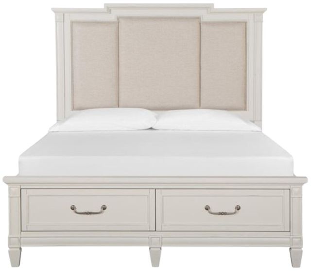 Magnussen Home® Willowbrook Egg Shell White/Natural Upholstered Queen Panel Storage Bed-1