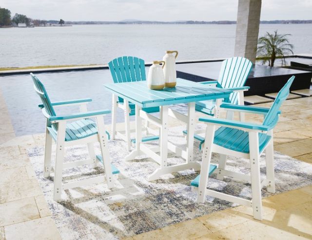 Signature Design by Ashley® Eisely 5-Piece Turquoise/White Outdoor Dining Set-3