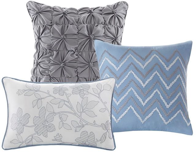 Olliix by Madison Park 6 Piece Blue King/California King Luna Reversible Coverlet Set-1