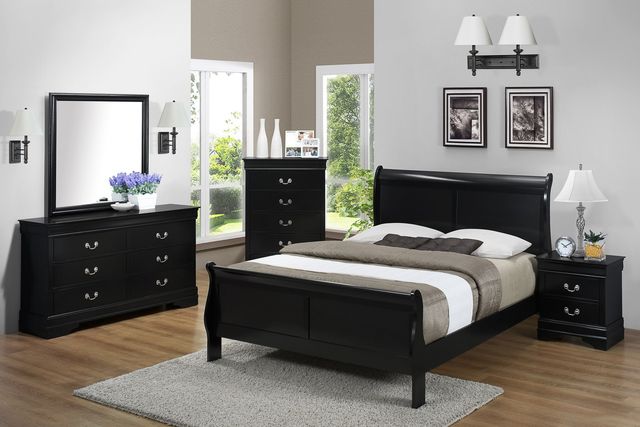 Crown Mark Louis Philip Black Full Sleigh Bed-2