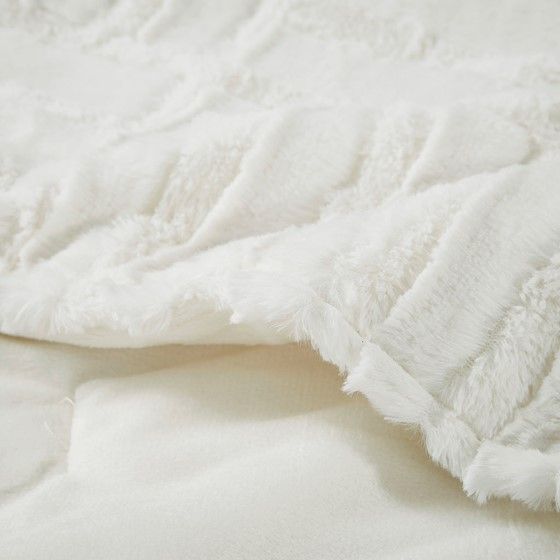Olliix by Madison Park Arctic Ivory Ultra Plush Down Alternative Throw-1