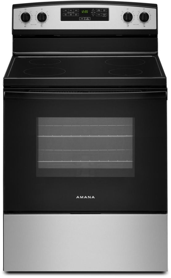 Amana® 30" Stainless Steel Freestanding Glass-Top Electric Range with Extra-Large Oven Window-0